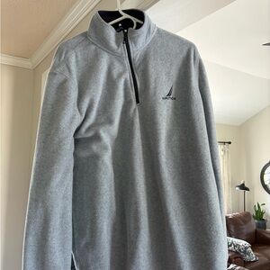 Nautica Men's Light Gray Quarter-Zip Fleece Pullover perfect for spring men’s XL